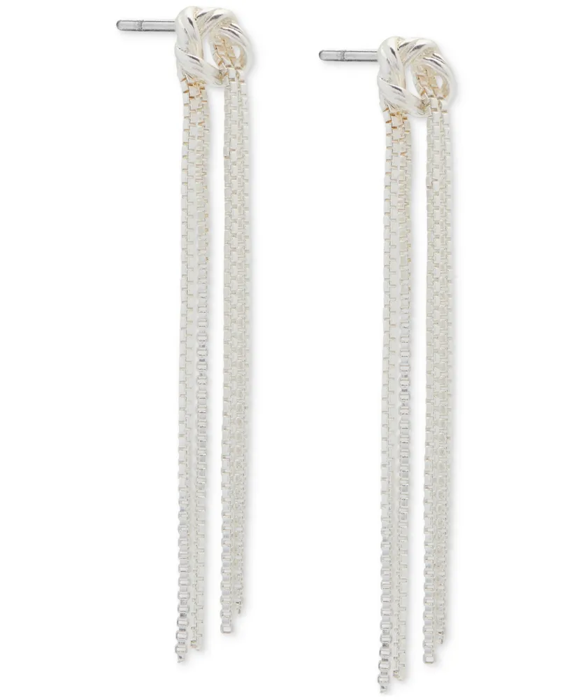 Lucky Brand Silver-Tone Knotted Strand Earrings