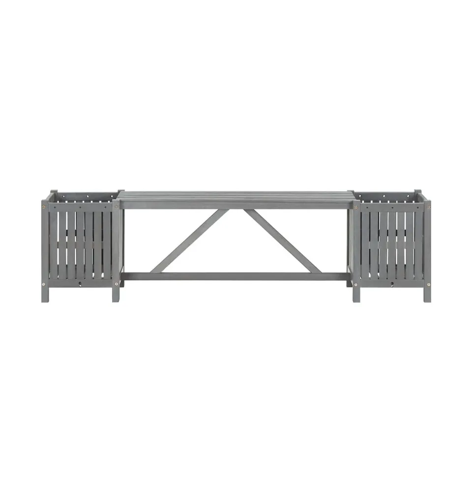 Patio Bench with 2 Planters 59.1" Solid Acacia Wood Gray