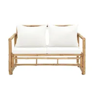 2 Seater Patio Sofa with Cushions Bamboo