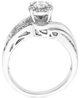 Diamond Halo Twist Engagement Ring (1/2 ct. t.w.) in 14k White Gold