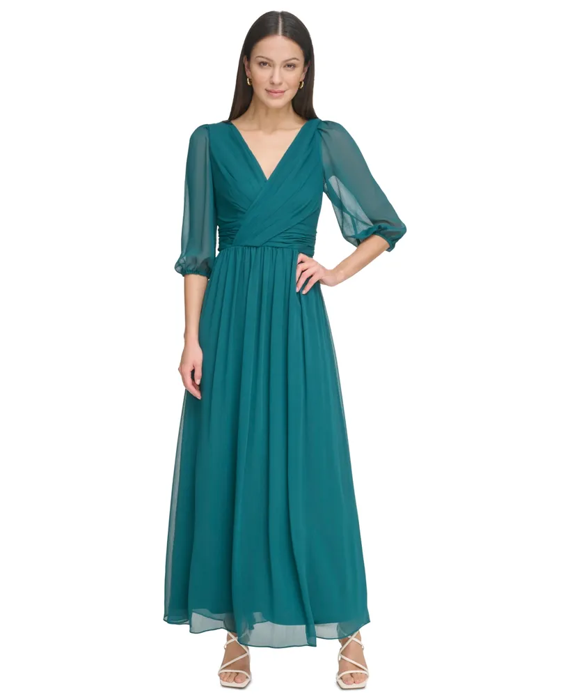 Dkny Women's Chiffon Balloon-Sleeve Maxi Dress