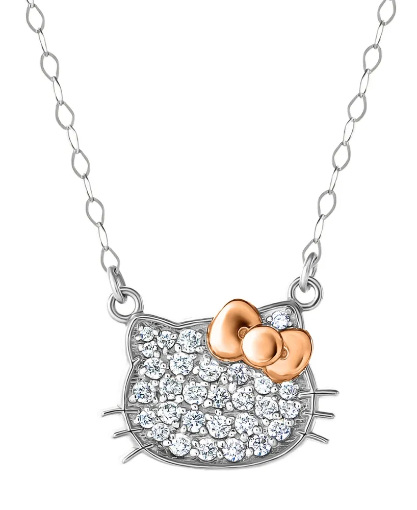 Amazon.com: Ani's Hello Kitty Shine 14K White & Rose Gold Plated 925 Silver  0.50CT Round Cut CZ Clear Diamond Pendant Necklace For Women : Clothing,  Shoes & Jewelry