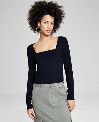 And Now This Women's Square-Neck Long-Sleeve Top, Created for Macy's