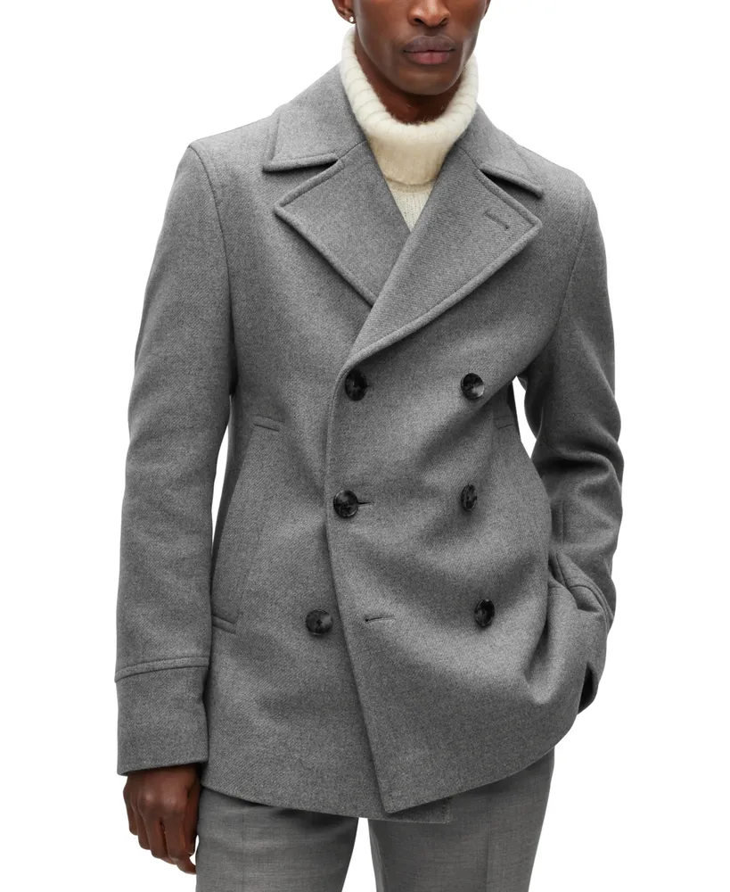 Boss by Hugo Boss Men's Double-Breasted Closure Slim-Fit Coat