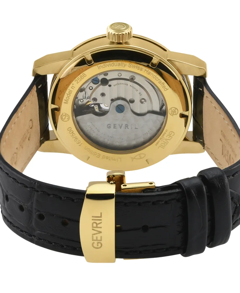 Gevril Men's Madison Black Leather Watch 39mm