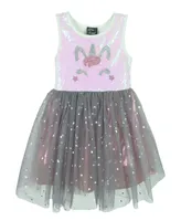 Pink & Violet Toddler Girls Sleeveless Sequin Unicorn Dress