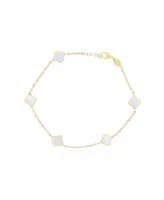 The Lovery Mini Mother of Pearl Clover Bracelet 14K Gold