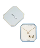 Unwritten Cubic Zirconia Lock Pendant Necklace and Earring Set