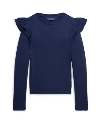 Polo Ralph Lauren Big Girls Ruffled Cotton-Modal Long-Sleeve T-shirt