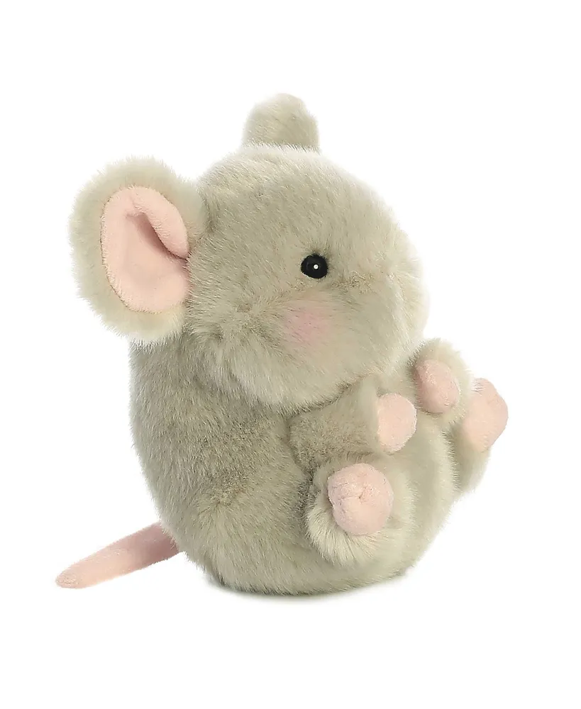 Aurora Mini Frisk Mouse Rolly Pet Round Plush Toy Gray 5"