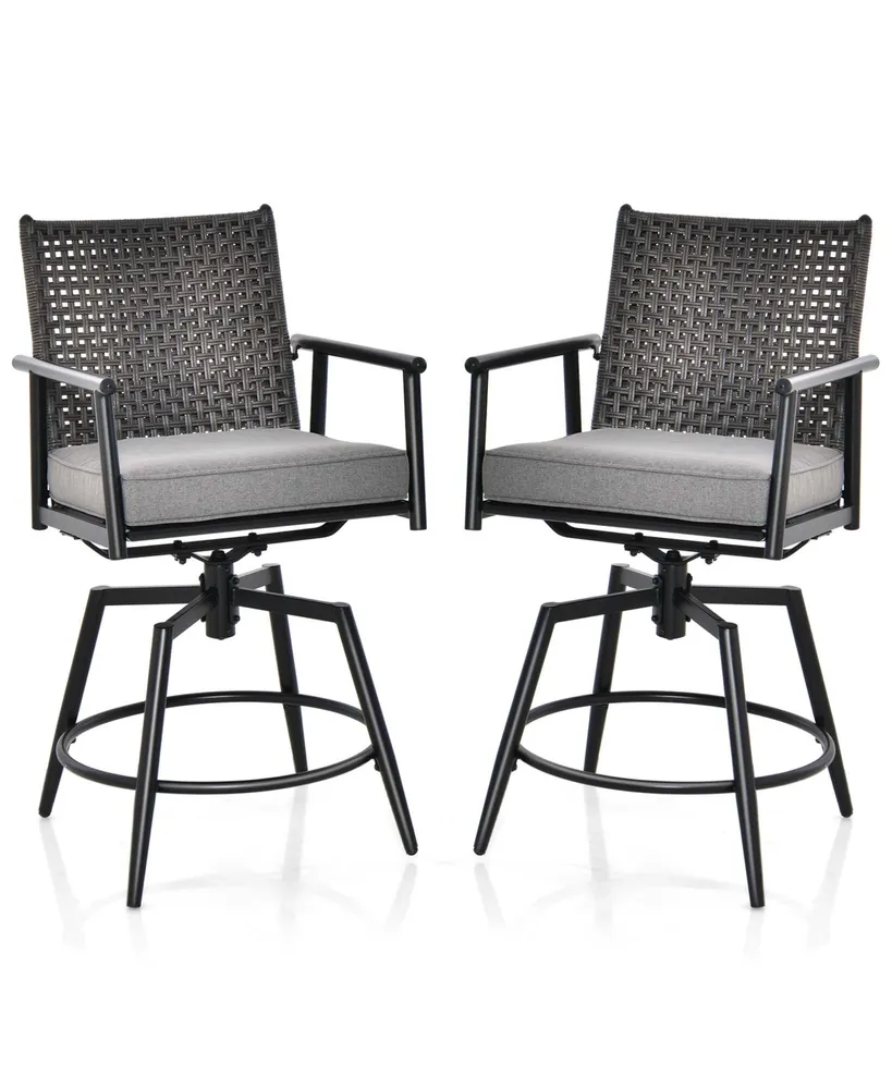 Costway 360° Swivel Bar Stool Set of 2 Counter Height Bar Chair with Metal Frame