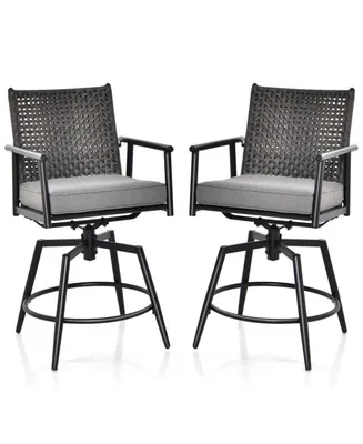 Costway 360° Swivel Bar Stool Set of 2 Counter Height Bar Chair with Metal Frame