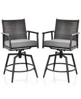 Costway 360° Swivel Bar Stool Set of 2 Counter Height Bar Chair with Metal Frame