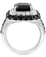 Effy Onyx & White Topaz (1-1/2 ct. t.w.) Halo Ring in Sterling Silver