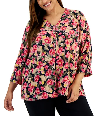 Jm Collection Plus Oaklyn Garden Utility Top, Created for Macy's