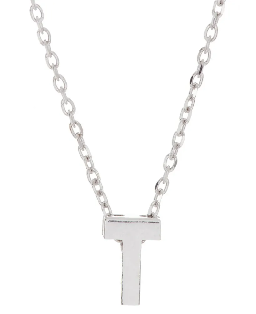 Adornia Rhodium-Plated Mini Initial A Pendant Necklace, 16" + 2" extender