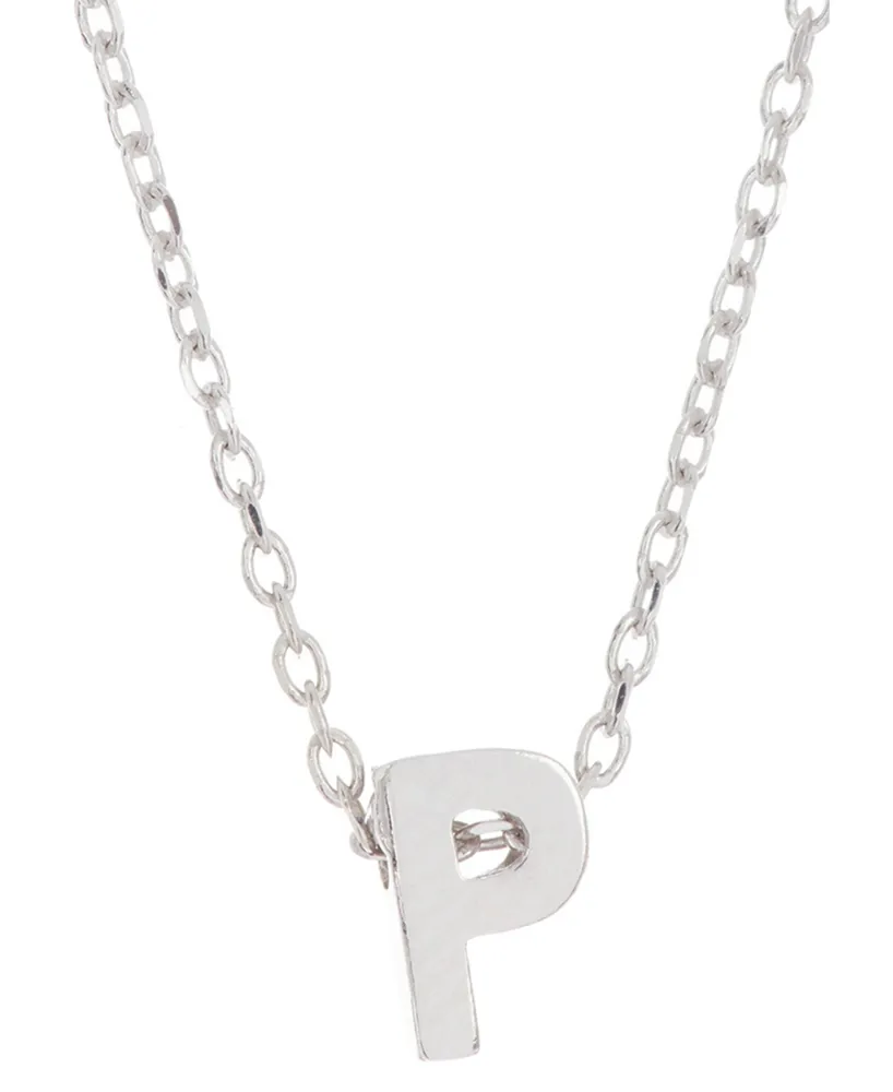 Adornia Rhodium-Plated Mini Initial A Pendant Necklace, 16" + 2" extender
