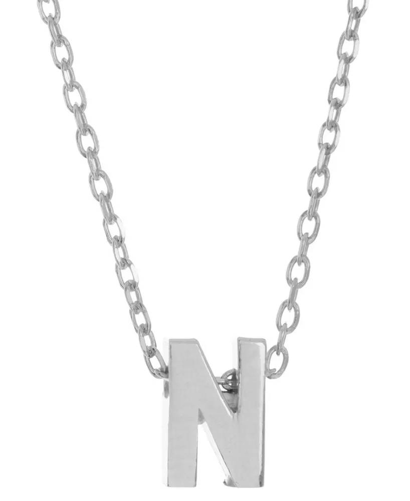 Adornia Rhodium-Plated Mini Initial A Pendant Necklace, 16" + 2" extender