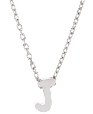 Adornia Rhodium-Plated Mini Initial A Pendant Necklace, 16" + 2" extender