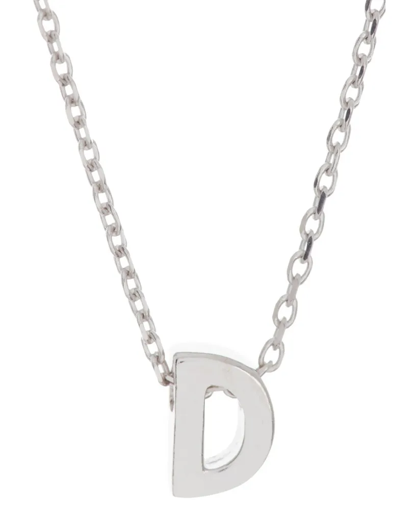 Adornia Rhodium-Plated Mini Initial A Pendant Necklace, 16" + 2" extender