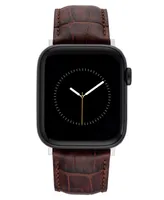 Vince Camuto Men's Brown Croc Grain Premium Leather Band Compatible with 42mm, 44mm, 45mm, Ultra, Ultra2 Apple Watch