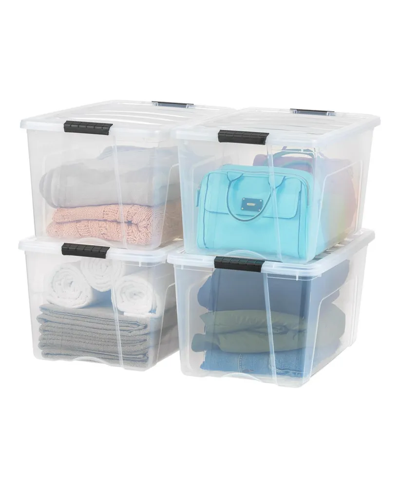 4 Pack 72qt Clear View Plastic Storage Bin with Lid and Secure Latching Buckles