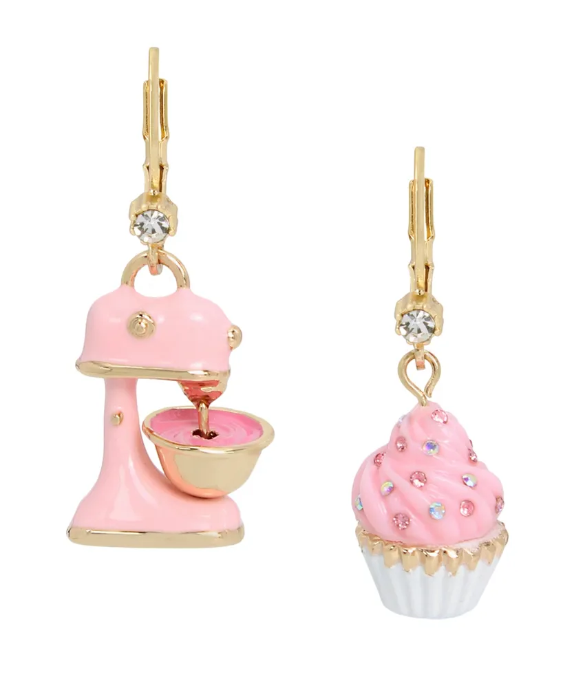 Betsey Johnson Faux Stone Cupcake Mismatch Drop Earrings