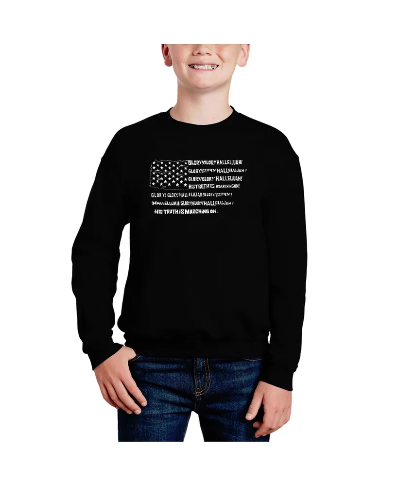 Glory Hallelujah Flag - Big Boy's Word Art Crewneck Sweatshirt