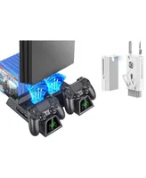 Bolt Axtion Cooling Fan Playstation Vertical Stand with Dual Controller Ext Port Charger Dock Station and 12 Slots With Bundle