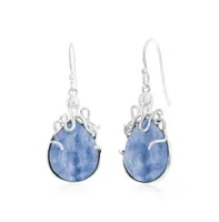 Sterling Silver Pear-Shaped Kyanite Octopus Earrings