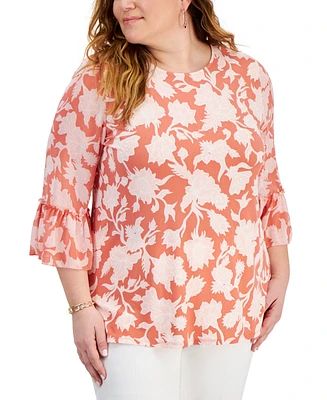 Jm Collection Plus Ruffled-Sleeve Top, Created for Macy's