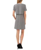 CeCe Women's 2-in-1 Short-Sleeve Houndstooth Mini Dress
