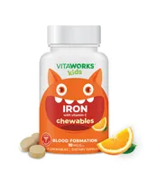 VitaWorks Kids Iron 10 mg with Vitamin C 50 mg Chewable Tablets - Healthy Iron Levels - Tasty Natural Flavor - 120 Chewables