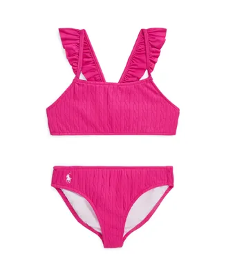 Polo Ralph Lauren Toddler and Little Girls Cable-Knit Ruffled Two-Piece Swimsuit