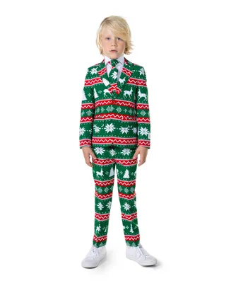 OppoSuits Little Boys Festive Christmas Party Outfit Including Blazer, Pants and Tie Suit Set