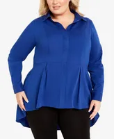 Avenue Plus Size Lani Collared Shirt Top