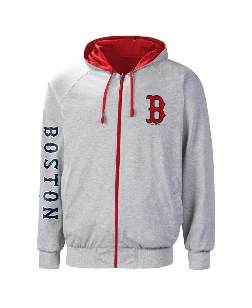 Men's G-iii Sports by Carl Banks Red/Gray Boston Red Sox Southpaw Reversible Raglan Hoodie Full-Zip Jacket