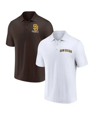 Men's Fanatics Brown, White San Diego Padres Two-Pack Logo Lockup Polo Shirt Set