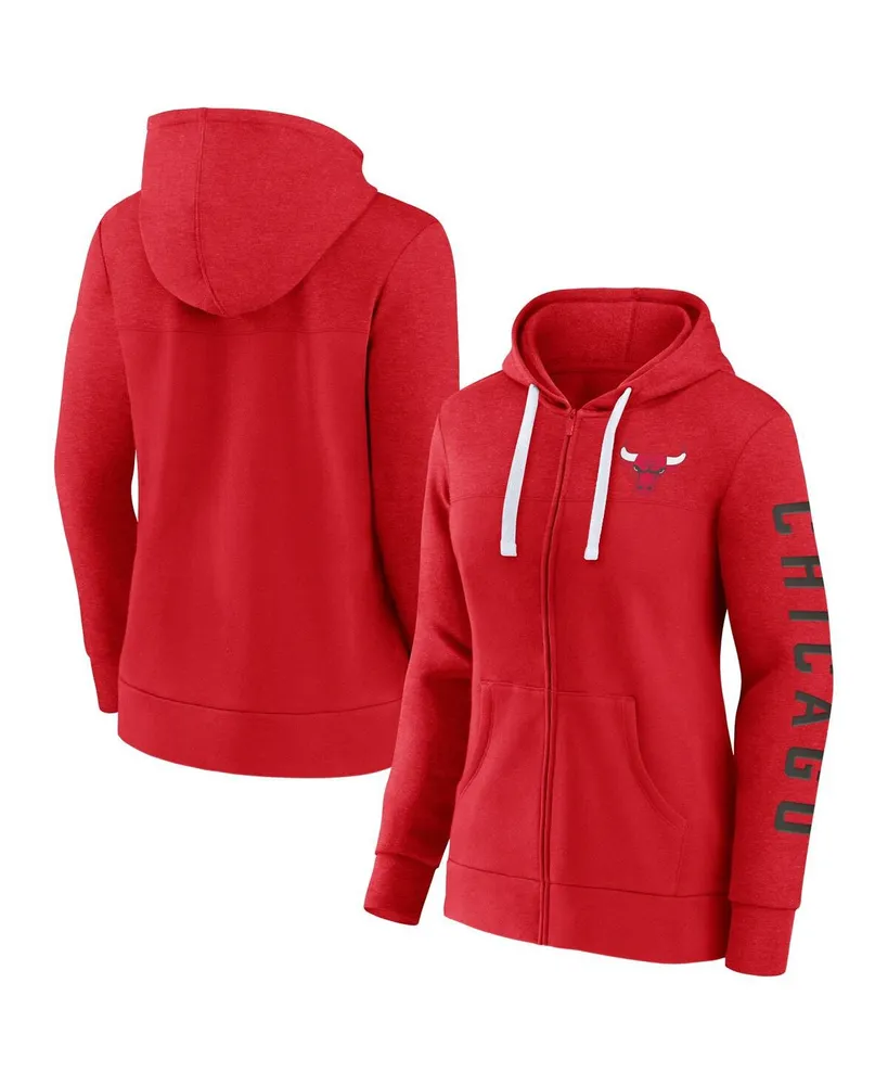 Women's Fanatics Heather Red Chicago Bulls City Ties Full-Zip Hoodie