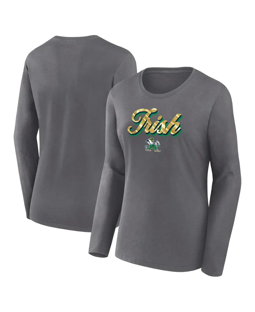 Women's Fanatics Gray Notre Dame Fighting Irish Double Team Script Long Sleeve T-shirt