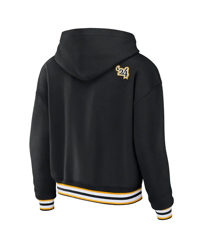 Women's Wear by Erin Andrews Black Boston Bruins Lace-Up Pullover Hoodie