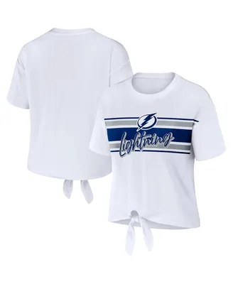 Women's Wear by Erin Andrews White Tampa Bay Lightning Front Knot T-shirt