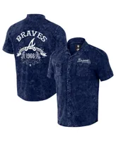 Men's Darius Rucker Collection by Fanatics Navy Atlanta Braves Denim Team Color Button-Up Shirt