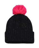 Girls Youth Colorado Avalanche Black Nep Yarn Cuffed Knit Hat with Pom