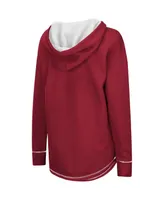 Women's Colosseum Crimson Indiana Hoosiers Tunic V-Neck Pullover Hoodie