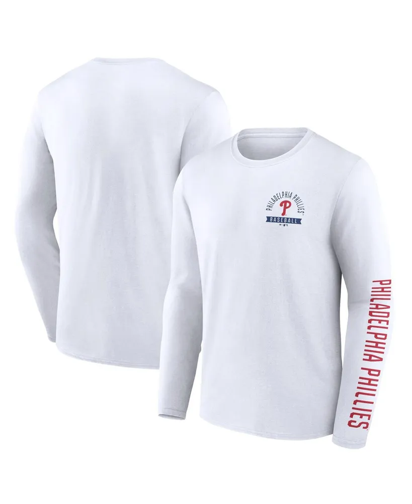 Men's Fanatics White Philadelphia Phillies Press Box Long Sleeve T-shirt