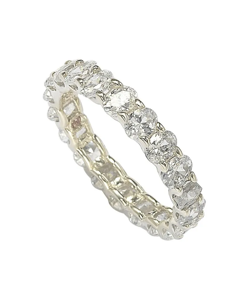 Suzy Levian New York Sterling Silver Oval U-Shape Cubic Zirconia Eternity Band Ring