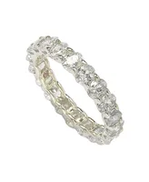 Suzy Levian Sterling Silver Oval U-Shape Cubic Zirconia Eternity Band Ring