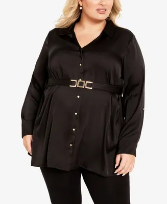 Avenue Plus Size Eva Longline Shirt Top