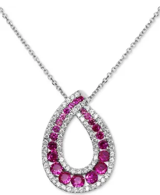 Lab-Grown Ruby (1-1/2 ct. t.w.) & Cubic Zirconia Loop 18" Pendant Necklace in Sterling Silver